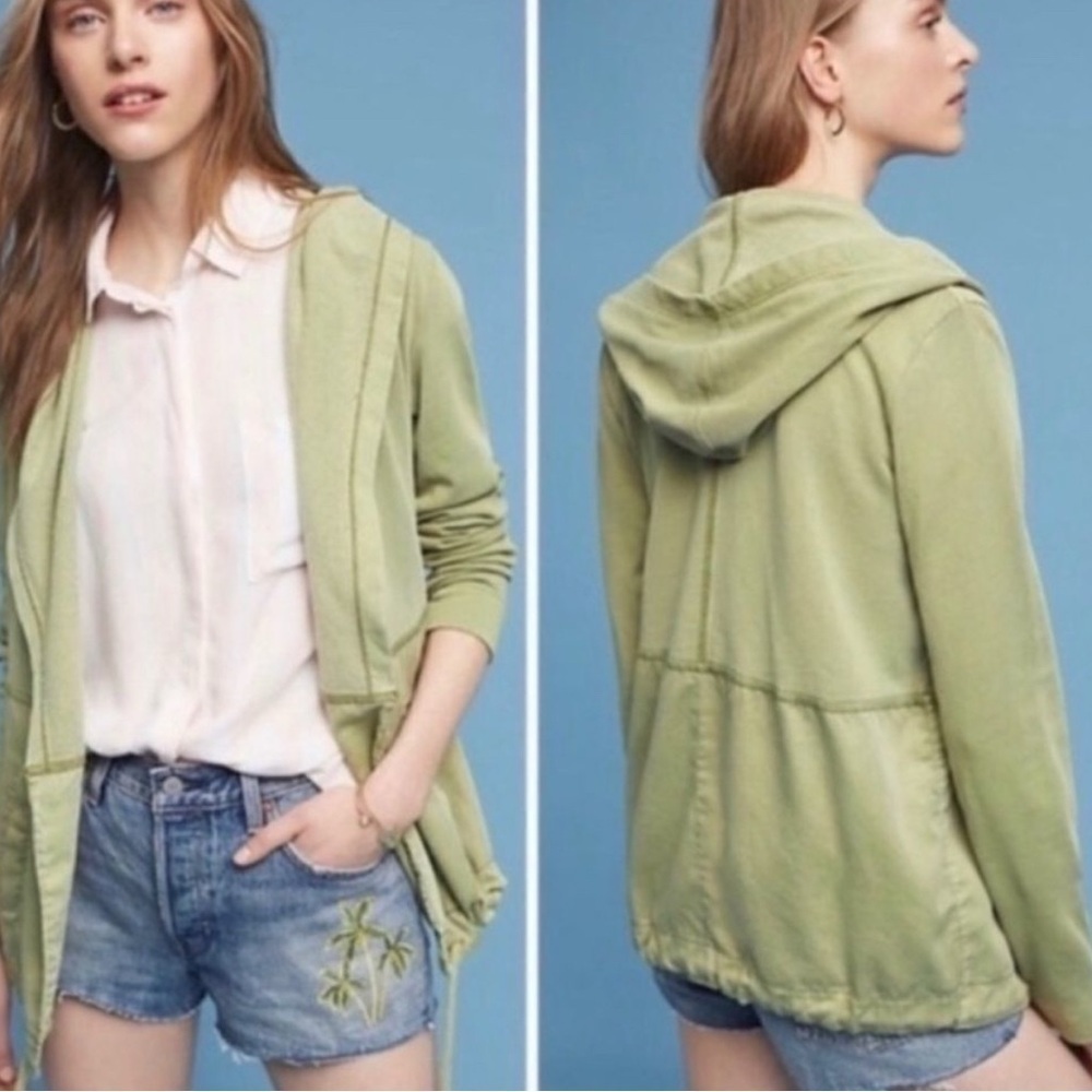anthropologie Postmark Anorak Hoodie Green, Sz L